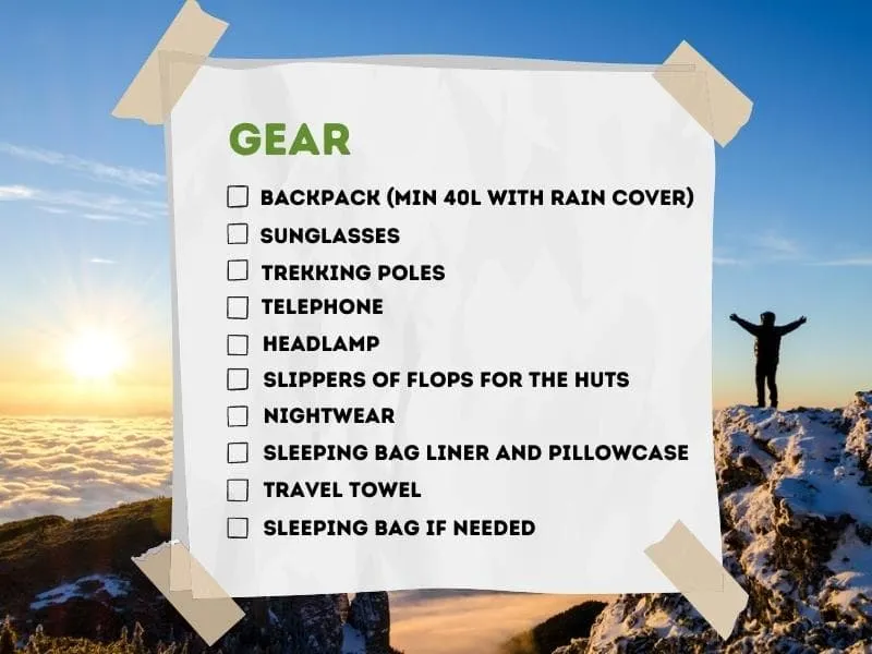 Ryggsekk og utstyr for en hytte-til-hytte tur