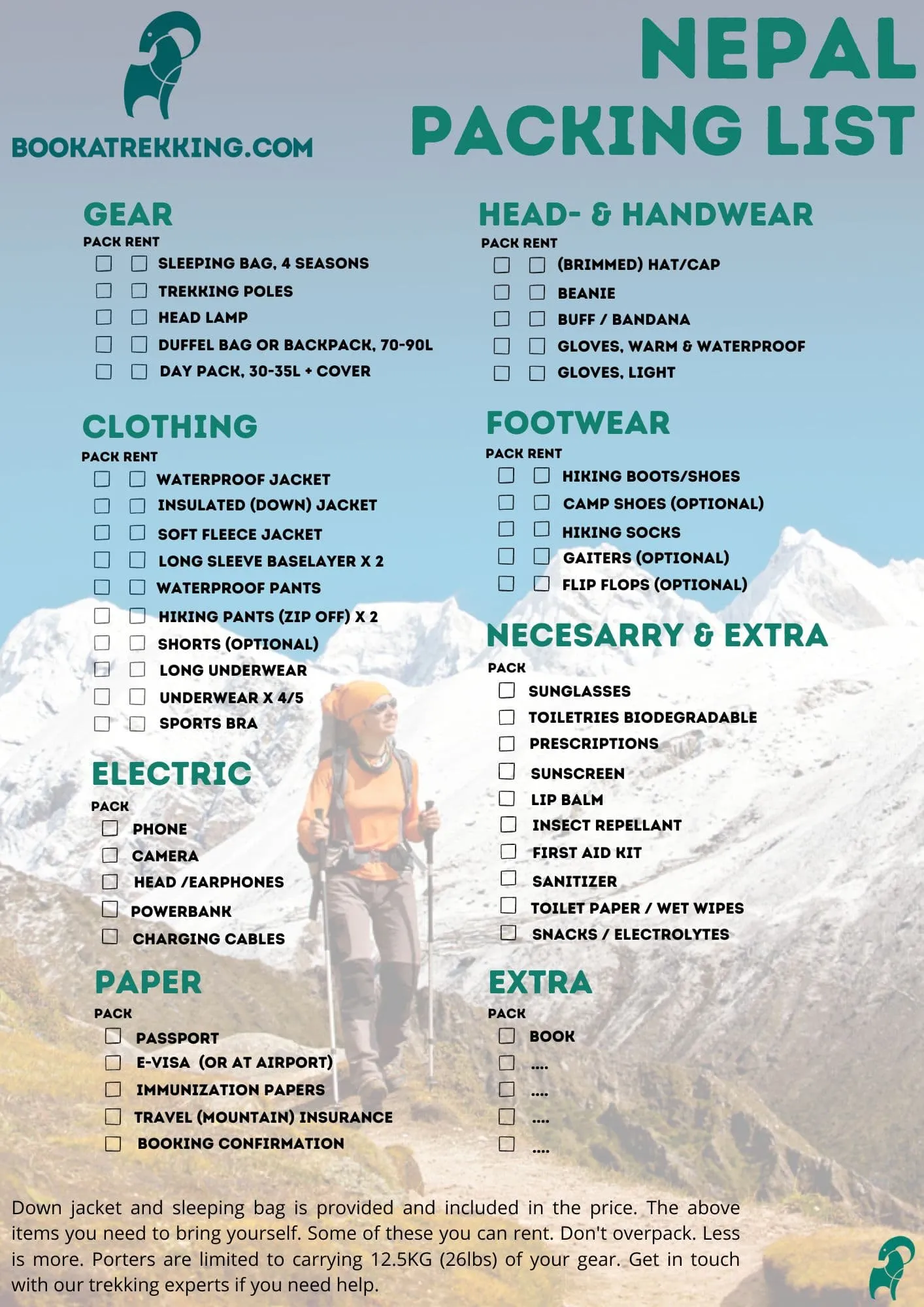 Lista de cosas para el trekking en Nepal - ¡Echale un vistazo!